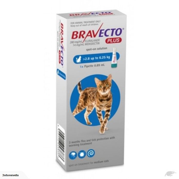 Bravecto Plus Medium Cat (2.8kg-6.25kg)
