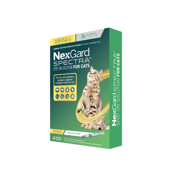 Nexgard Spectra Flea & Worm Spot On for Cats 2.5-7.4kg (3 PACK)