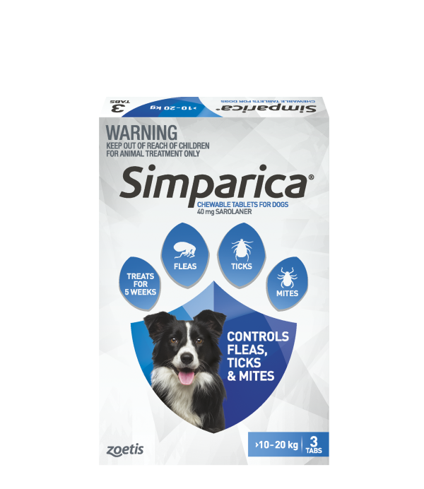 Simparica Chewable Tablets for Dogs 10-20kg (3 Pack)