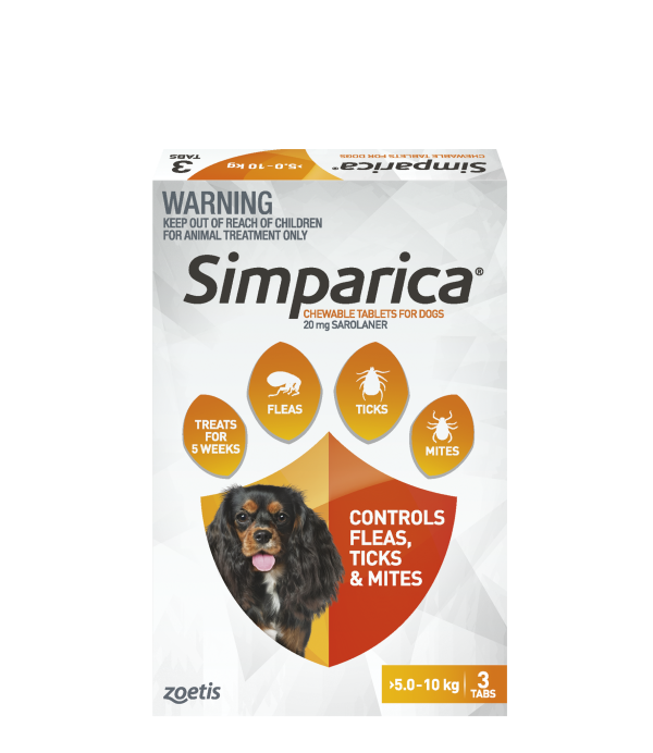 Simparica Chewable Tablets for Dogs 5.1-10kg (3 Pack)